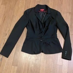 Elle Women’s Pinstripe Button Up Blazer Jacket in Black size 2